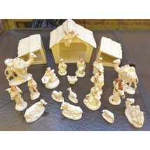 Atlantic Mold Ceramic Nativity 22 Piece Set With Stable Manger Vintage 1989 READ - £171.56 GBP