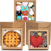 24pcs 10x10x2.5 Inches Brown Bakery Boxes with Window Cookies Boxes Pie ... - £32.06 GBP