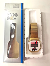 1980s Mens CASE IH Tractor Digital LCD Watch Gold Tone Flex Band NEEDS B... - $34.65