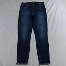 Paige 27 Hoxton High Rise Skinny Raw Hem Dark Wash Stretch Denim Womens Jeans - $32.49