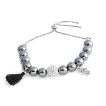 Hematite, Multi Gemstone Silver-tone Bolo Charm Bracelet (Adj) 136Ct  #JB1023 - £8.49 GBP