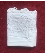 Vintage 30s white Richelieu Pillowcase with hand crocheted edge - £13.37 GBP