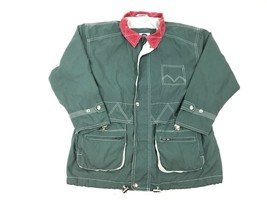 Vtg 90s PACHINCO Sailing Windbreaker Multi Color Women&#39;s Green Exposed Stitching - £14.74 GBP