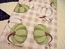 NEW Fall Farmhouse White PUMPKIN TABLECLOTH 52&quot; X 70&quot; Green Gingham  Check - £19.69 GBP