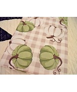 NEW Fall Farmhouse White PUMPKIN TABLECLOTH 52&quot; X 70&quot; Green Gingham  Check - £19.45 GBP