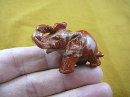 (Y-ELE-672) little lucky Red Jasper ELEPHANT gemstone carving figurine e... - $19.62