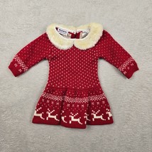 Blueberi Boulevard Sweater Dress Red Reindeer Christmas 12 Month Faux Fu... - $19.94