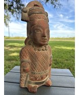 Terracotta Pottery Aztec Statue Mayan Red Clay Figurine 14” Mexico Patio... - £23.92 GBP