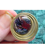 (#DB-312) DICHROIC GLASS brass Pendant JEWELRY RED PURPLE PINK - $14.99