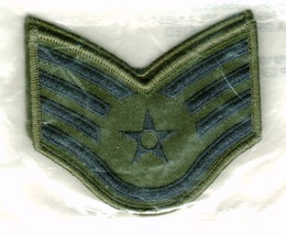 USAF CHEVRONS STAFF SERGEANT SUBDUED PAIR NEW IN PACK GI ISSUE DATED 03/... - $3.00