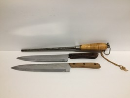 3 Vintage Kitchen Utensils Knives Rogers and Hallmark plus a Knife Sharpener - £6.74 GBP