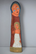⭐vintage hand carved wood,Virgin statue &amp; Child,Madonna sculpture,made i... - $48.51