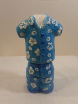 Blue and White Floral Hawaiian Shirt and Shorts Salt &amp; Pepper Shaker Set - £11.63 GBP