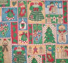 Primitive Christmas Fabric Angels Mittens Gingerbread Trees Birds - £8.64 GBP