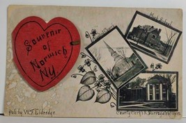 NY Norwich WT Eldredge Multi View Heart Foldout 1908 to Langdon Postcard... - £19.53 GBP