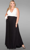 Sexy SWAK Designs Plus Eternity Wrap Party Maxi Dress Black/White Tuxedo 1x-3x - £71.28 GBP