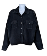 The BC Clothing Co Sz L Lt Fleece Black Cropped Jacket Button Coat Elbow... - £19.54 GBP