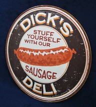 Dick&#39;s Deli Sausage - Round Metal Tin Sign - Man Cave Garage Bar Pub Wall Décor - £14.39 GBP