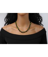 Peridot Green &amp; Black Bead Vintage Necklace - $500.97 MXN