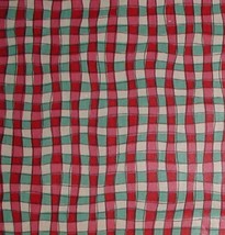 Gingham Christmas Fabric Wavy Lines Waverly Checks Cream Red Green - £6.32 GBP