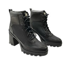 Sorel Brex Lace Up Boots Women 10.5  Black Leather Waterproof Combat Hee... - $93.14