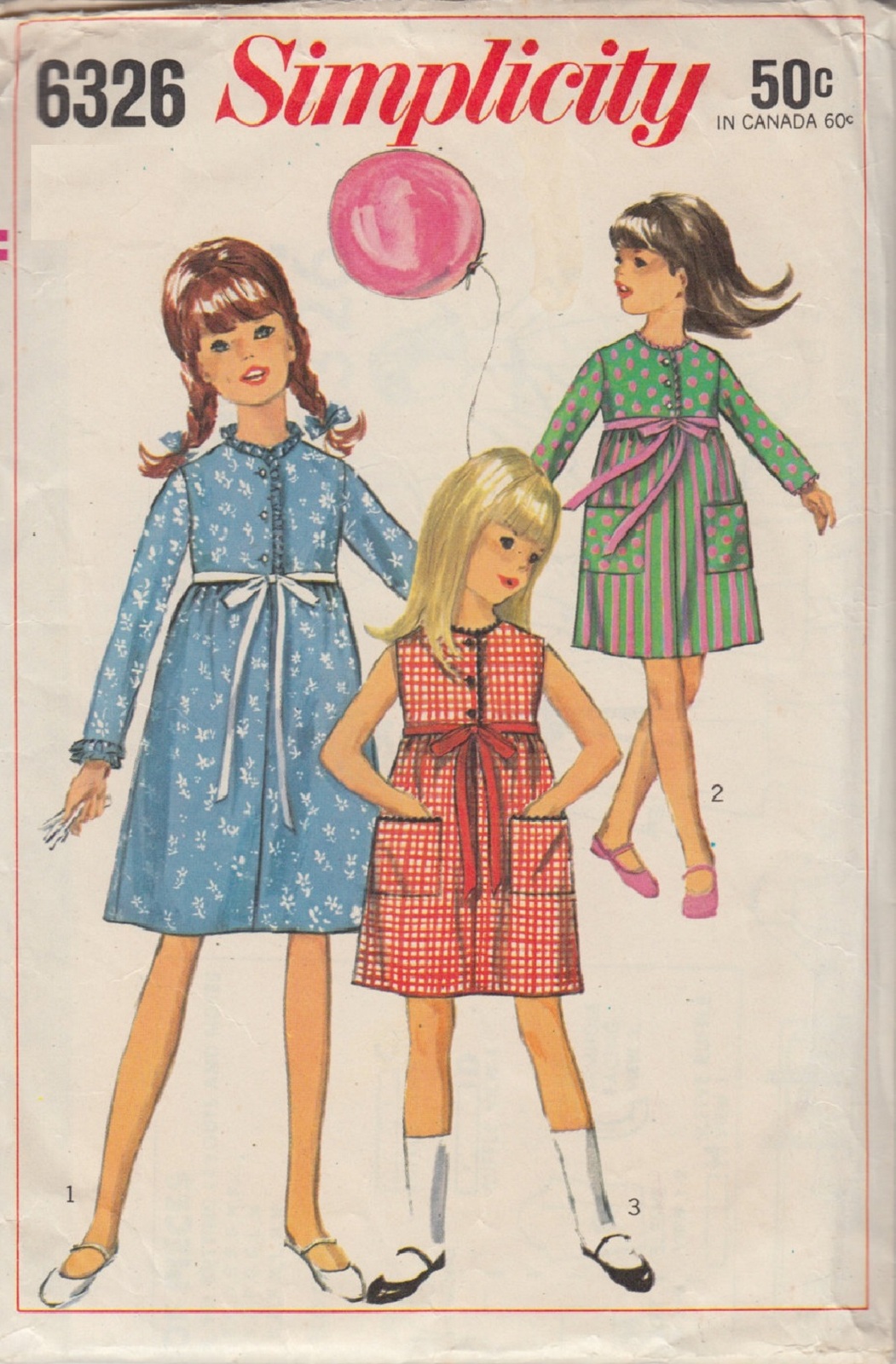 SIMPLICITY 1965 PATTERN 6326 SZ 10 GIRLS&#39; ONE PIECE DRESS - $3.00