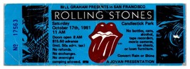 Rolling Stones Concert Ticket Stub October 17 1981 San Francisco California - £27.36 GBP
