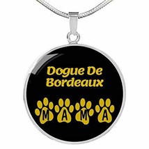 Dogue De Bordeaux Mama Circle Necklace Engraved 18k Gold 18-22&quot; Dog Owner Lover - £54.45 GBP