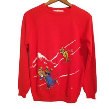 CYN LES Embroidered Sweater S NEW Vintage 70s Pullover Shirlee Designs SKI Bears - £65.81 GBP