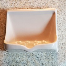 Vintage Taupe Wall Mount Ceramic Soap Holder Exc Cond Clean No Chips - £11.75 GBP