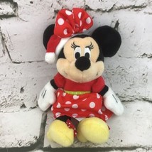Disney Minnie Mouse Christmas Plush Soft Doll Sewn Eyes Stuffed Animal Toy  - £7.88 GBP