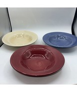 Sausalito Pottery Barn Soup/Pasta Bowls/10&quot;  blue, red, and beige Set Of 3 - $34.65