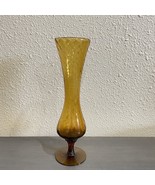 Vintage Empoli Glass Optic Swirl Bud Vase Dark Amber 8 Inch Italian Art ... - £9.37 GBP