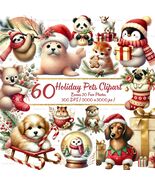 Holiday Pets Watercolor Clipart Bundle: Christmas Animals PNG (Digital D... - $4.00