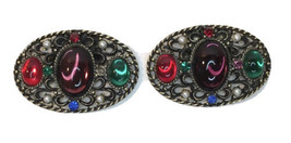 Vintage Tip Toe Shoe Clips Jewel Tone Jelly Belly Style Purple Red Green Blue - £39.08 GBP