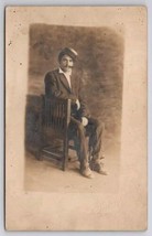 RPPC Man With Hat And Cigar JR Duffy Of Burlington Iowa Postcard G31 - £7.89 GBP