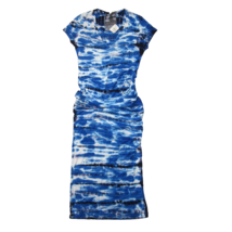 NWT Young Fabulous &amp; Broke Araya in Blue White Tie Dye Ruched Jersey Dress L - £56.66 GBP