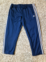 Adidas Track Pants Adult Large Blue Stripe 2005 Crop Drawstring Y2K Retro 34x26 - £22.42 GBP