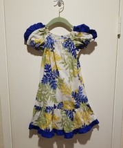 Vintage Kala Brand Made In Hawaii Girl&#39;s Dress Size 2T Floral Blue Yello... - £9.46 GBP