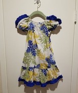 Vintage Kala Brand Made In Hawaii Girl&#39;s Dress Size 2T Floral Blue Yello... - £9.34 GBP