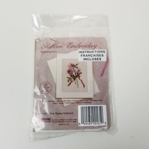 Janlynn Ribbon Embroidery PINK ROSES NOTECARD Beginner Kit #00-161 NEW S... - $9.89
