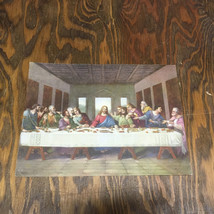 Vintage first holy communion remembrance certificate last supper picture - $19.75