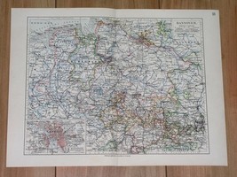 1912 Antique Map Of Lower Saxony Niedersachsen Hanover Hannover Bremen Germany - £15.00 GBP