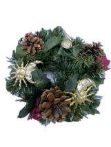 Vintage Silk Pinecone Foliage Sun, Moon Planet Christmas Decor Candle Ring 9&quot; - £15.78 GBP