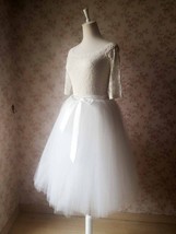 White Midi Tulle Skirt Outfit Custom Plus Size Tulle Ballerina Skirt Outfit image 3