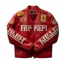 Ferrari Black and Red Leather Jacket Mens Ladies Adults Racing Motorsport - $285.00