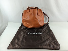 Danier Leather Hobo Purse w/ Dust Bag Tan Purse Tote Animal Print Interior - £46.25 GBP