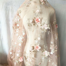 Embroidery 3D Floral Mesh Lace Fabric DIY Costume Clothes Wedding Dress Curtain - £16.58 GBP