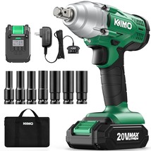 Kimo 20V Cordless Impact Wrench 1/2 Inch, 2000 In-Lbs & High Torque 3400 Ipm, Im - £80.82 GBP