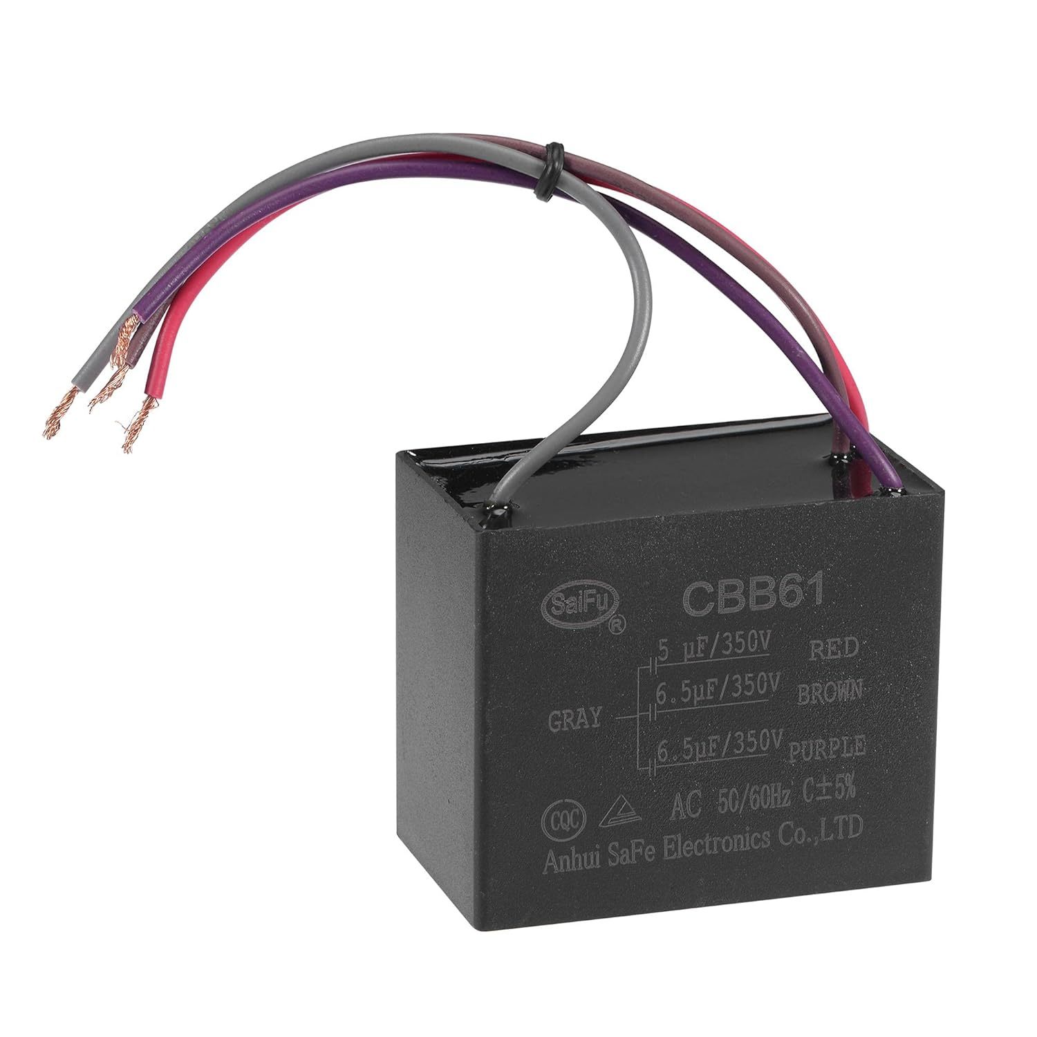 Uxcell Ceiling Fan Capacitor Cbb61 5/6.5/6.5Uf 350V Ac 4 Wires Metallized - $37.98